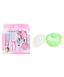 Kritiu Baby Grooming Essential Care Kit & Powder Puff with Case Combo = Green