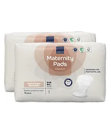 Abena Premium Maternity Pads for Women Super Absorption & Soft Disposable Pads for After-Delivery Incontinence Pack of 2 - 15 Pieces Each