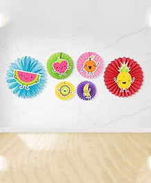 Untumble Fruit Theme Paper Fan Decorations, Multicolor - Pack of 6