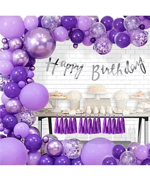 Untumble Cursive Banner Colored Theme Birhtday Decoration With Tassels For kids Purple - Pack of 52
