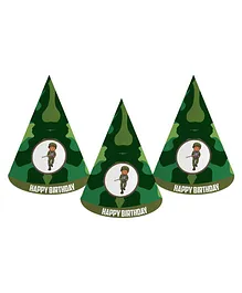 Untumble Army Theme Birthday Decoration Hats in Camouflage Theme - Pack of 10