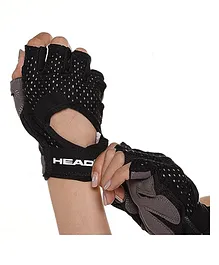 HEAD Professional Fitness Gloves For Gym Workout Pull Ups Cross Training Weightlifting Half Finger Length Wrist Wrap For Protection Anti Slip Breathable Soft Gym Accessories - Black