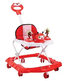 Babycrush Popeye Adjustable Walker for baby with music & Pushbar Handle- Red