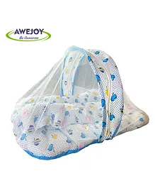 Awejoy Cotton Bedding Set with Mosquito Net for Baby Multicolor apple Design - Blue