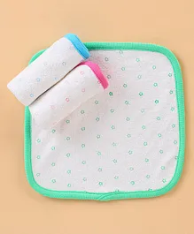 Pink Rabbit Terry Hand & Face Towels With Star Print Pack of 3  -Green Pink & Sky Blue