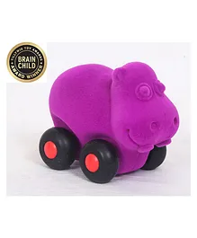 RUBBABU Natural Rubber Hippo Push & Go Toy - Purple