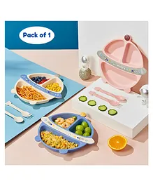 Puchku Baby Dinnerware set utensils for baby Divider Food Plate Space Theme Pack of 1 (Colour May Vary)