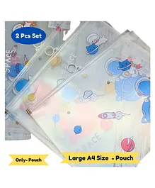 Puchku Space Transparent Pouches Pencil Pouch Case For Kids Assorted Design For Birthday Return Gifts Pack Of 2 - Multicolor