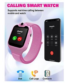Spiky Calling SOS Rotatable Camera Multifunction Smartwatch - Pink