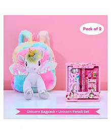 Puchku Unicorn Bag With Stationery Gift Set For Girls Kids For School Pack Of 2 - Multicolor