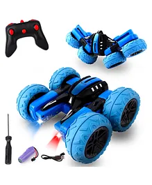 Fiddlerz Rechargeable RC Cars Double Sided Swing Arm 360 Degree Flips Rotating 4WD - Blue