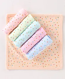 Simply Terry Wash Cloth With Triangle Print Pack of 6 - Pink Aqua & Blue