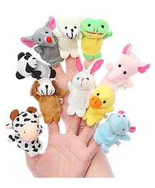 BitFeex Animal Velvet Finger Puppets Set of 10 - Multicolour