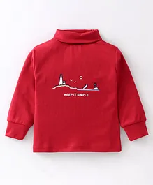 CUCUMBER Cotton Interlock Full Sleeves Text Printed T-Shirt - Red