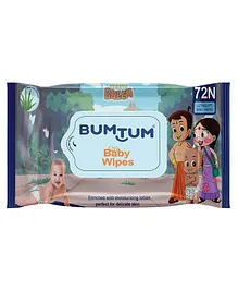 BUMTUM Baby Chota Bheem Gentle Soft Moisturizing Wet Wipes Aloe Vera & Chamomile Extracts Paraben & Sulfate Free Pack of 1- 72 Pieces