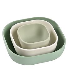 Beaba Set Of 3 Silicone Stackable Bowls - Green