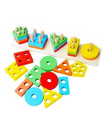 YAMAMA Wooden Shapes Blocks For Kids  Multicolor