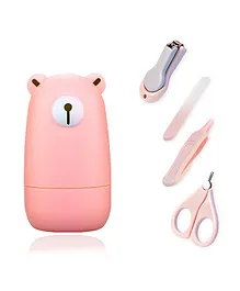 Bembika Baby Nail Clippers Set With Cute Bear Case Pack of 4 - Pink
