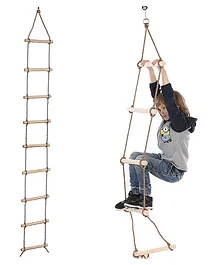 REZNOR 9 Feet Wooden Climbing Ladder Hanging Rope for Kids Indoor Outdoor Play Set