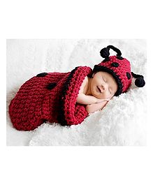 MOMISY Newborn Photography Props for Infant Crochet Caterpillar Outfit Hand Crocheted Hat - Red