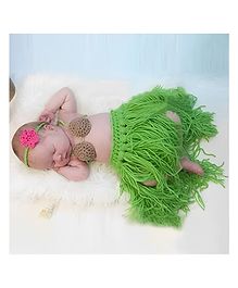 MOMISY Newborn Hula Outfit Crochet Hula Outfit Grass Skirt Hawaiian Costume Photo Prop Baby Girl Outfit - Multicolouyr