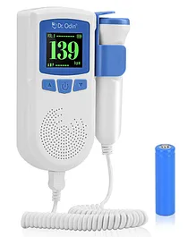 Dr. Odin AD51B Fetal Doppler Fetal Heart Rate Monitor For Home & Clinic with USB Charging Headphone Jack With Built-in Speaker - White & Blue