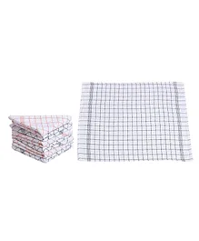 JARS Collections Highly Absorbent Checkered Cotton Kitchen Napkin  Pack of 6 - White