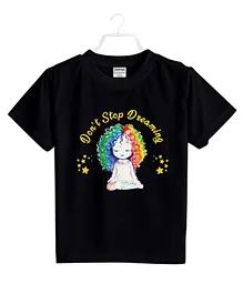 BRATMA Half Sleeves Don't Stop Dreaming Printed Tee - Black