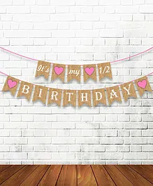 Party Propz Its My Half Birthday Cardstock Banner - Brown & Pink
