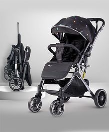 LuvLap Alpha Baby Stroller with Safety Harness & Canopy - Black