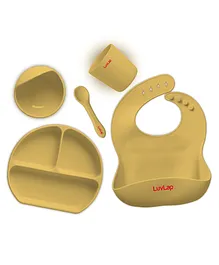 Luv Lap 5-in-1 Silicone Baby Cutlery Set Baby Feeding & Weaning Essentials - Yellow