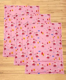 Mittenbooty Waterproof Quilted Cotton & Laminated Premium Changing Sheet Pack of 3 - Peppa Pig Print Pink