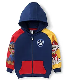 Babyhug 100% Cotton Knit Full Sleeves Hooded Sweatjacket With Zipper & Paw Patrol Graphics - Navy Blue