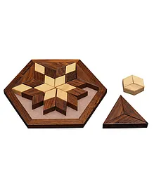 Desi Karigar Small Wooden 30-Piece Star Jigsaw Puzzle Board- Wooden Toy Game - Brain Teaser