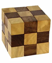 Desi Karigar Handmade Wooden Puzzle Adult Snake Cube - Brown 