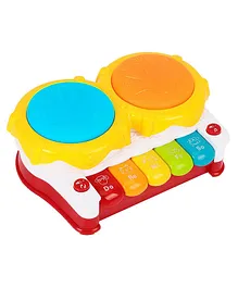 SANISHTH Plastic Musical Instrument Baby Mini Drum Piano Toy With Music Lighting - Multicolour
