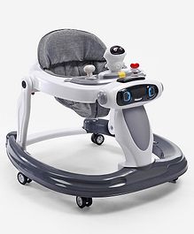 Baby Multifunctional Robotic Shape Adjustable Height Musical Baby Walker - Grey