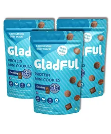 Gladful Chocolatey Protein Mini Cookies Pack of 3 - 75 gm Each