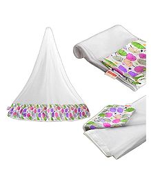VParents Mosquito Net for Baby Cradle Jhula Saree Swing with Zip Opening at bottom - Pink
