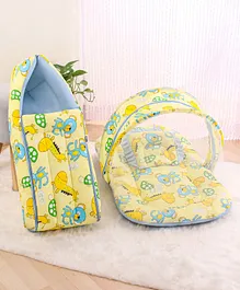 Zoe Baby Bedding Set with Pillow and Sleeping Bag Combo With Giraffe and Monkey Print - Yellow