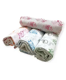CARERIO Mulmul Cotton Swaddle Wraps Pack of 4 - Multicolor
