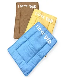 Carerio Baby Sleeping Soft Cotton Bedding Printed I love Mom and Dad Pack of 3 - Brown Yellow & Blue