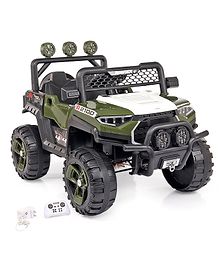 Battery Operated Ride On 4X4 Jeep With Music and Lights - Olive Green