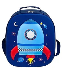 THE LITTLE LOOKERS Preschool Kids School Bags Cute Baby Backpack Rocket Print Navy Blue - 10 Inches