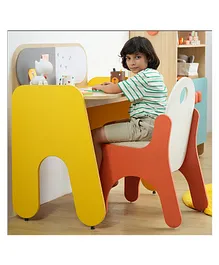 Smartsters Rockstar Study Desk With Pin Up Board & White Board Safe & Child Friendly - Beige & Yellow