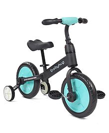 4-in-1 Multi-Functional Toddler Kids Balance Bicycle with Training Wheels & Pedals 11 Inch - Sea Green