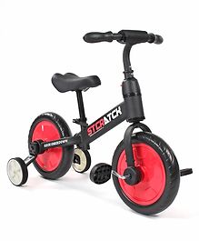 4-in-1 Multi-Functional Toddler Kids Balance Bicycle with Training Wheels & Pedals 11 Inch - Red