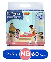 Bumtum Chota Bheem Baby Diaper Pants with Leakage Protection - 60 Pieces