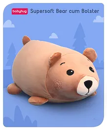 Babyhug Supersoft Bear Toy Cum Bolster Beige - Length 35 cm