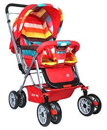 1st Step Yoyo Baby Stroller with 5 Point Safety Harness and Reversible Handlebar - Red